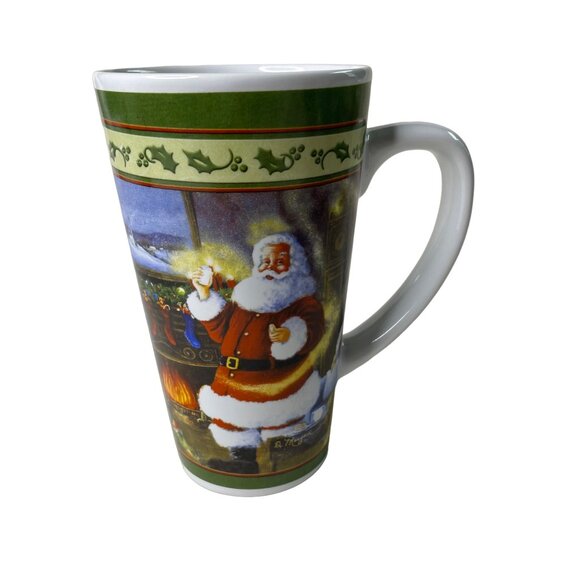3 Christmas Cocoa Mug Coffee Tea Tall Cup Vintage Santa Image u - Picture 7 of 10